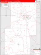 Iowa City Metro Area Digital Map Red Line Style